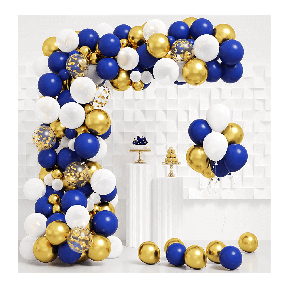 Decorazione per feste Kit ghirlanda ad arco per palloncini in lattice con coriandoli oro bianco bianco blu navy